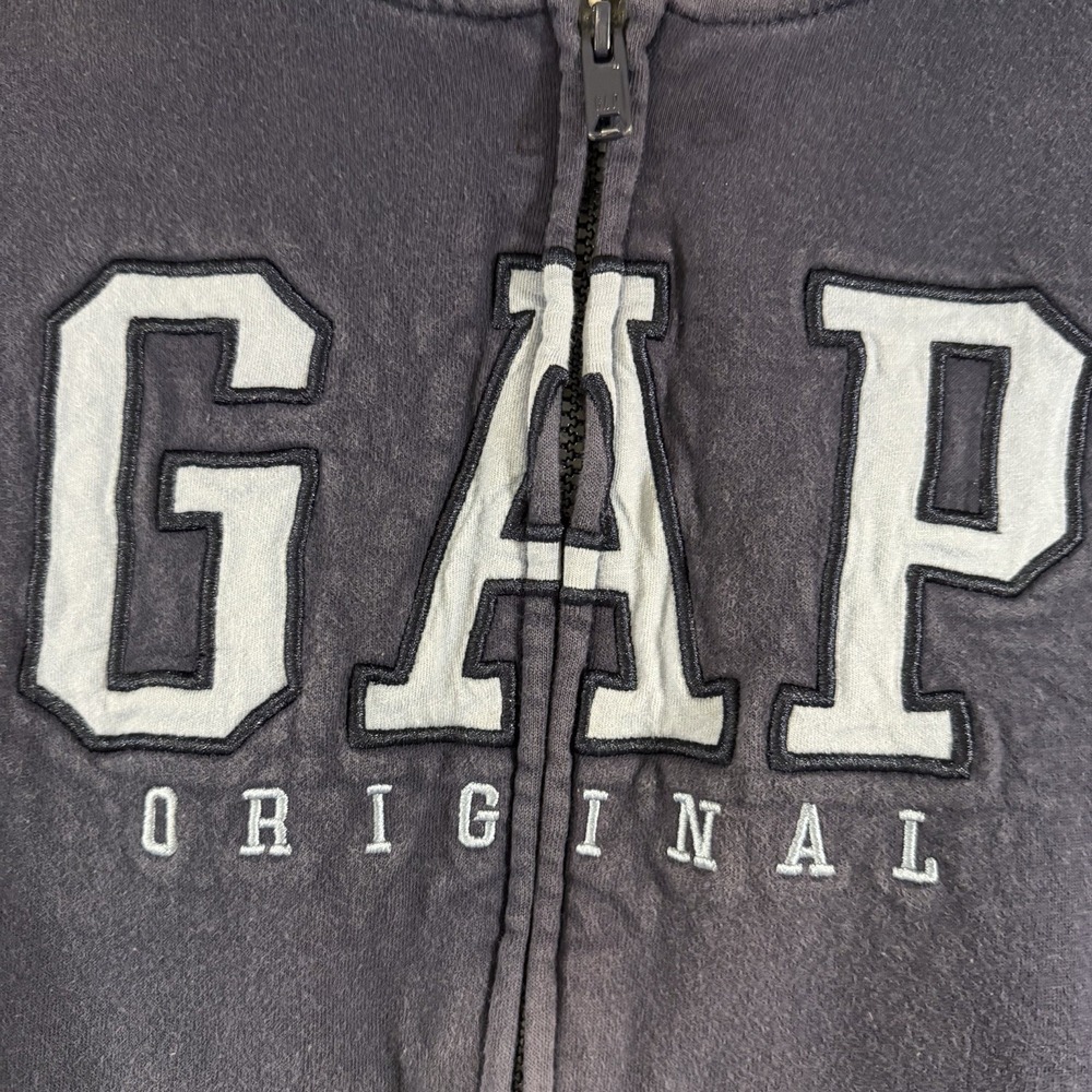 Kids Gap Original Logo Zip Up Hoodie Navy Blue Fleece Sweatshirt Boys Size M (8) - Picture 2 of 9